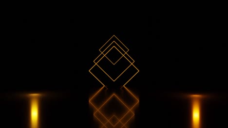 geometric abstraction with a pattern of rhombuses and rotating vertical golden stripes. design. silhouettes of rhombuses moving on a black background.