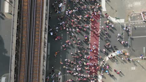 best aerial top view flight
csd pride love parade 2023 in city berlin germany summer day