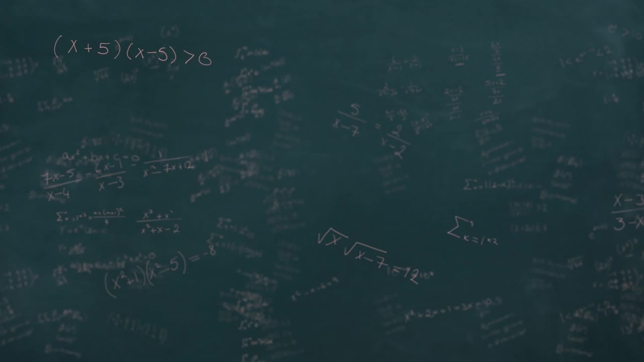 Animation of mathematical equations over black backgound