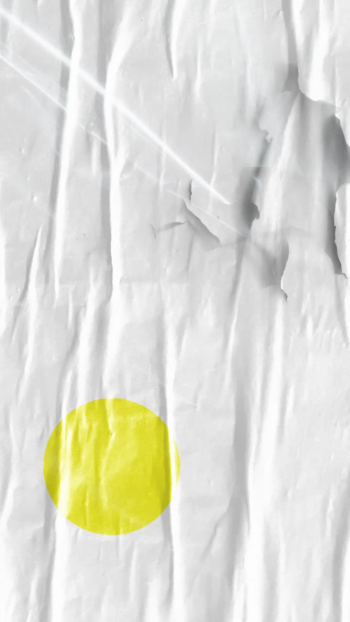 Dynamic Yellow Geometric Shapes on Crumpled Paper Texture