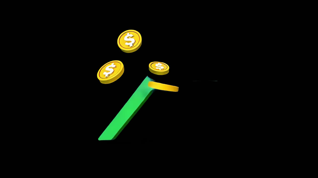 Upward financial graph 3d element animation isolated asset, transparent 4K video, alpha channel