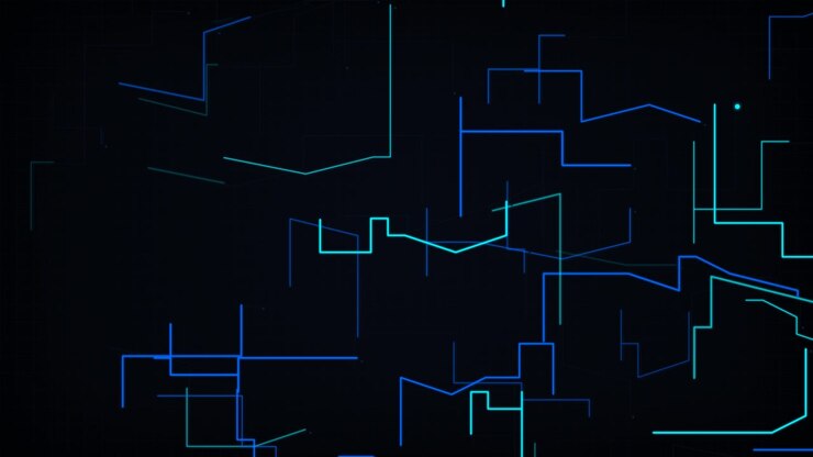 Abstract Digital Network Lines Growing on Dark Background