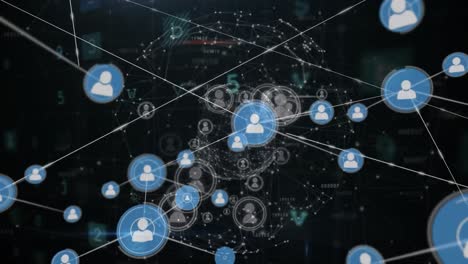animación de la creciente red de iconos de personas sobre advertencias de delitos cibernéticos