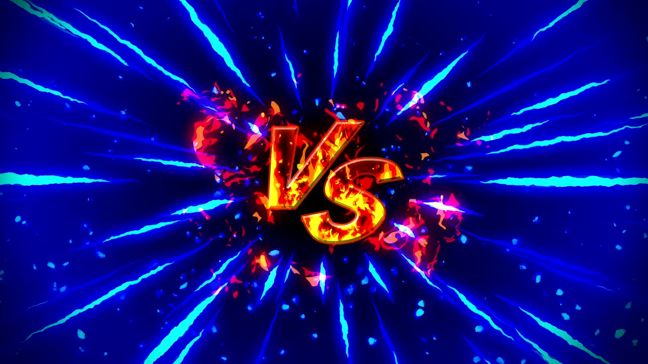 animación de fuego de dibujos animados. fondo de bucle de llama. competencia. juego de batalla. versus icono. vs icono.