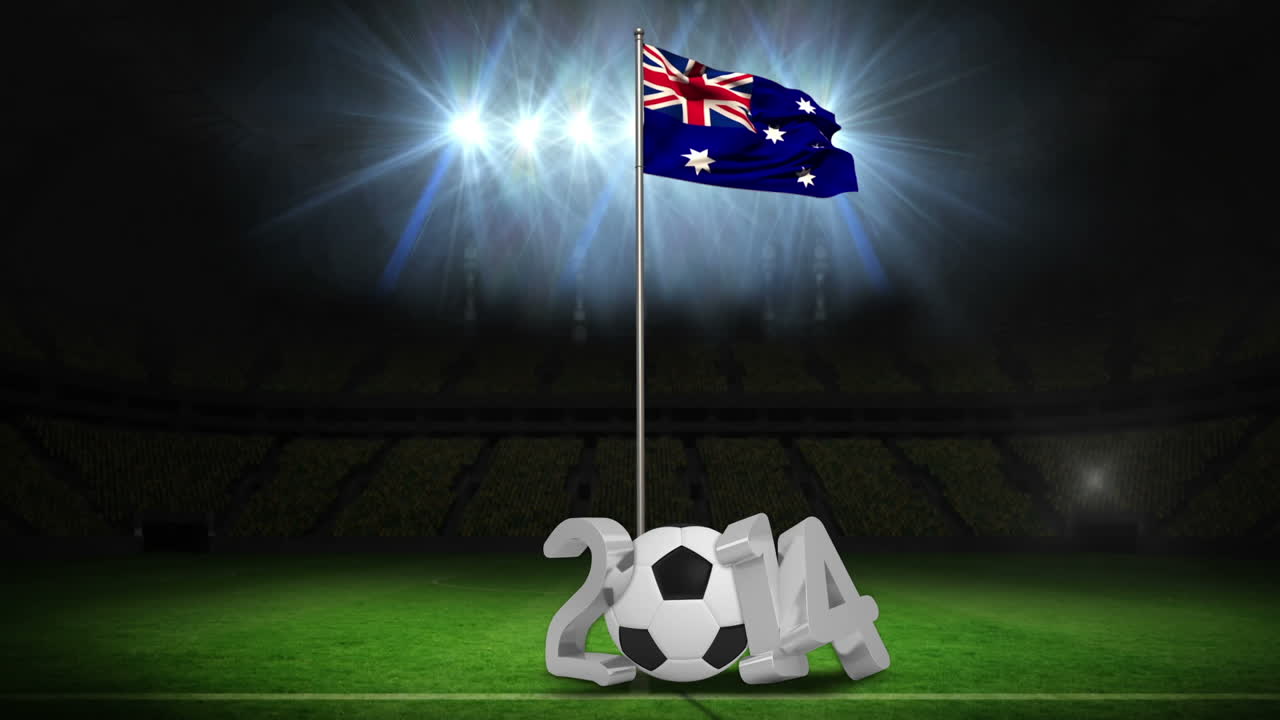 오스트레일리아 국기가 발 기둥에 매달려 메시지를 담고 있다.