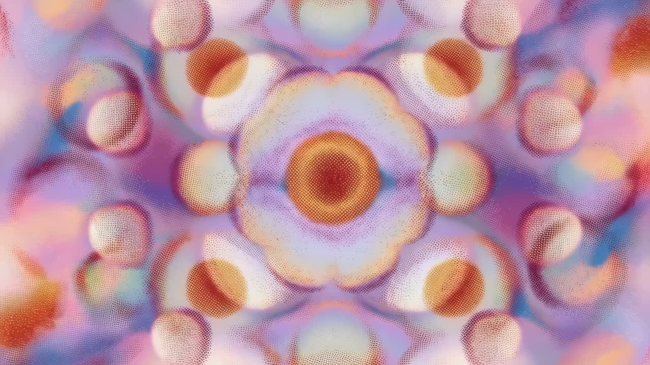 Abstract Kaleidoscopic Pattern with Soft Pastel Colors and Dot Texture
