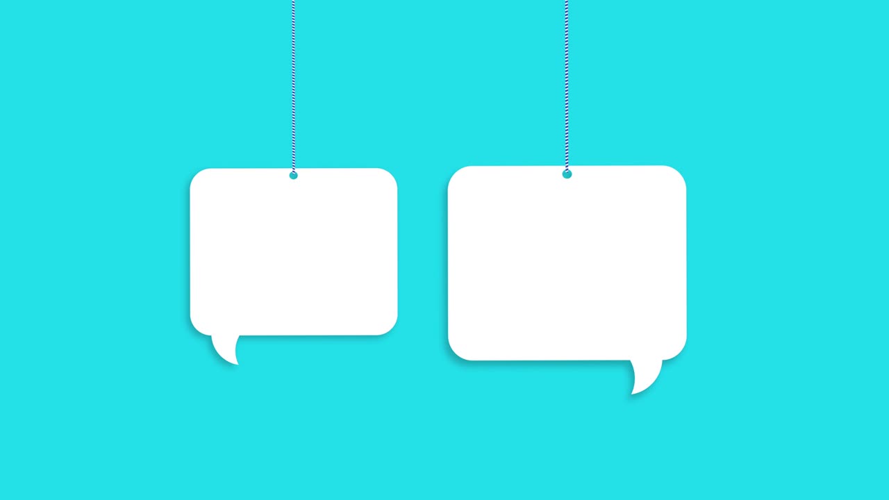 White speech bubbles on blue background