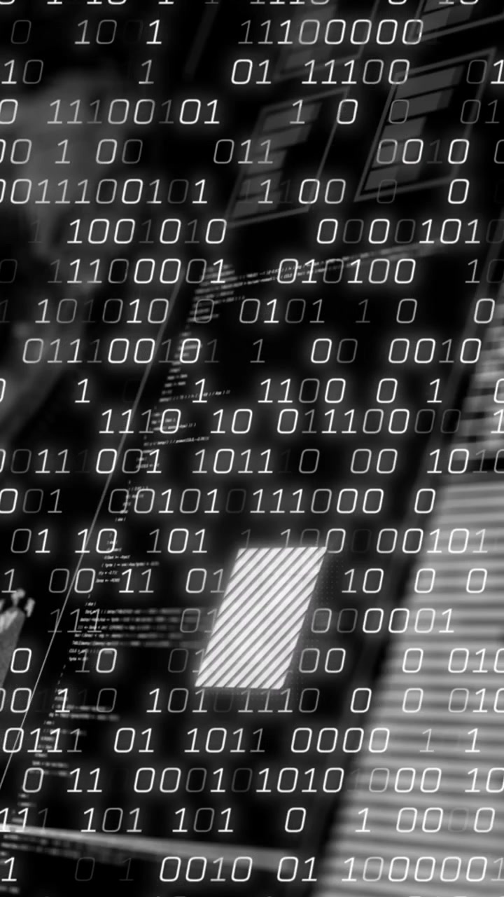 Animation of data processing on black background