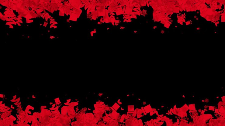 Red Christmas Decorations on Black Background