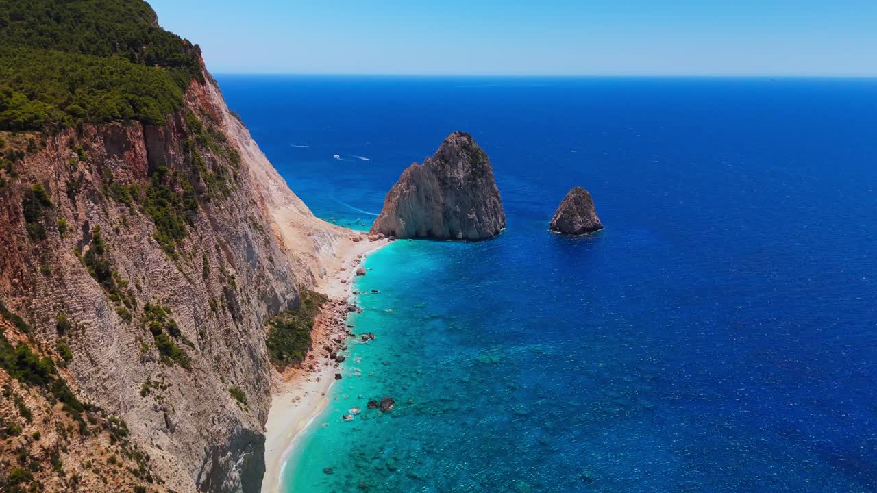 Experience the stunning Myzithres cliffs of Zakynthos — dramatic rock formations rising from turquoise waters, captured by drone in breathtaking detail. Made with Dji mini 4pro
