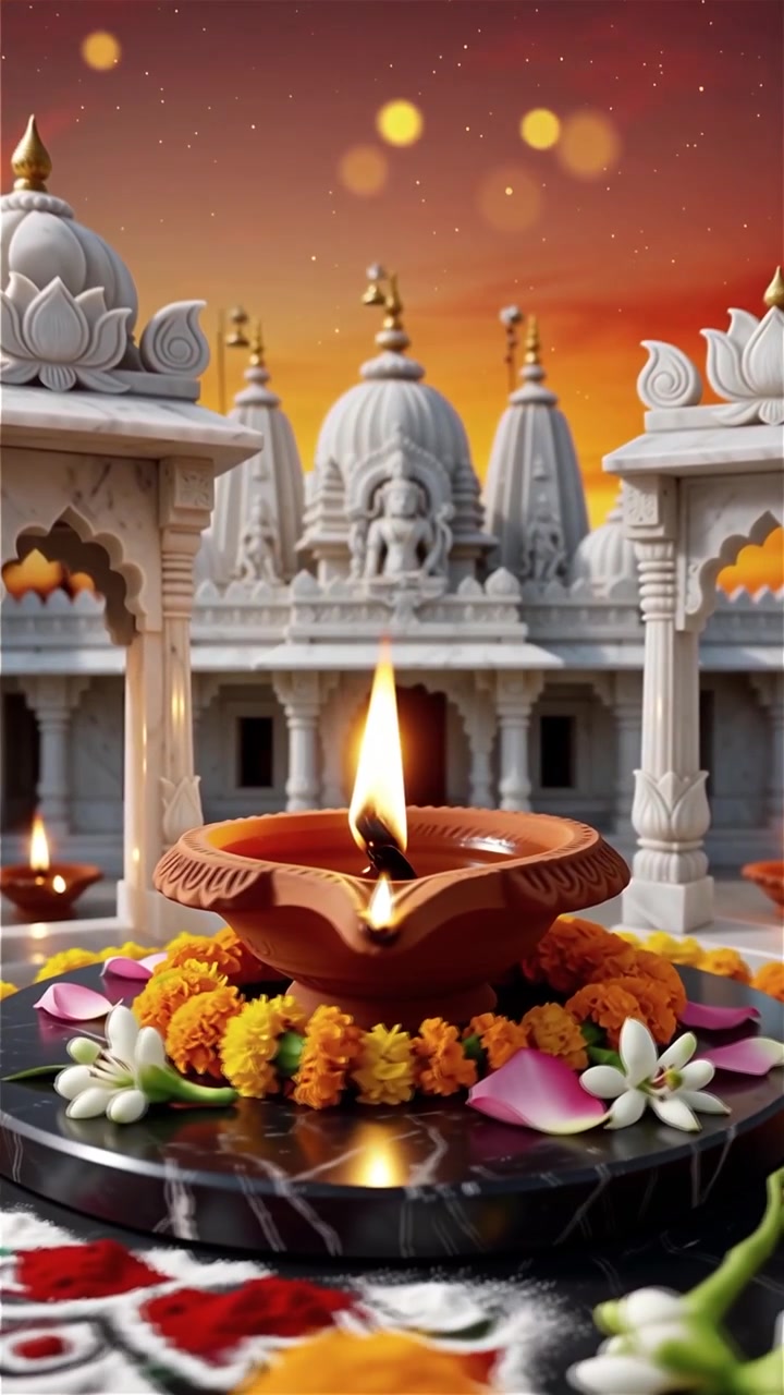 Sfondo del Festival Diwali con lanterne e decorazioni tradizionali Diyas.
