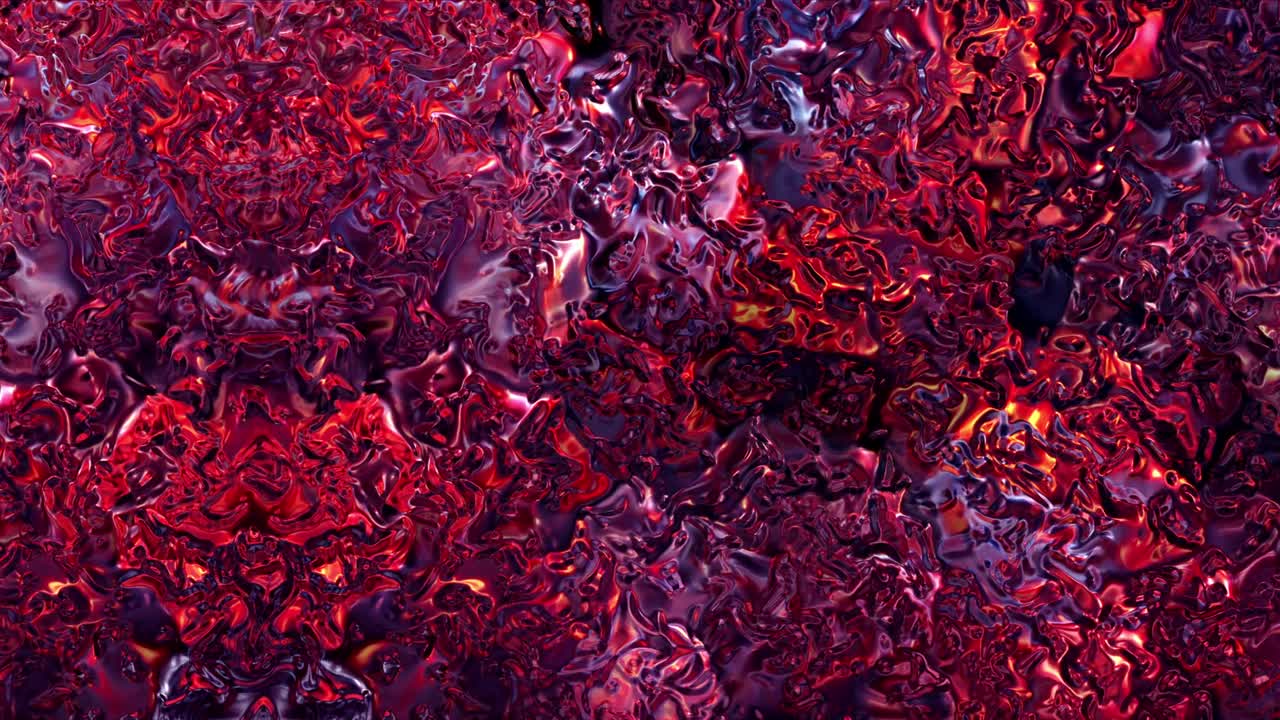 fondo abstracto 3d brillo oscuro superficie de lava roja movimiento forma de izquierda a derecha animación. 4k en bucle animación 3d de magma en combustión. hermoso flujo de lava derretida. líquido volcánico brillante flota. líquido de onda de energía de combustión de calor