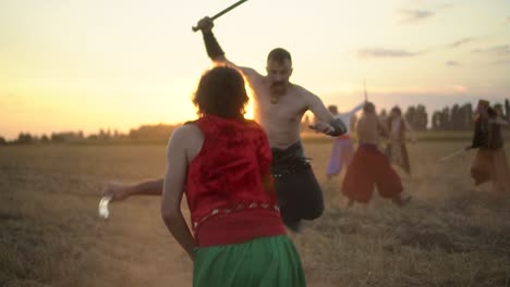 battle of the ukrainian cossacks with the turks on the field at sunset 16