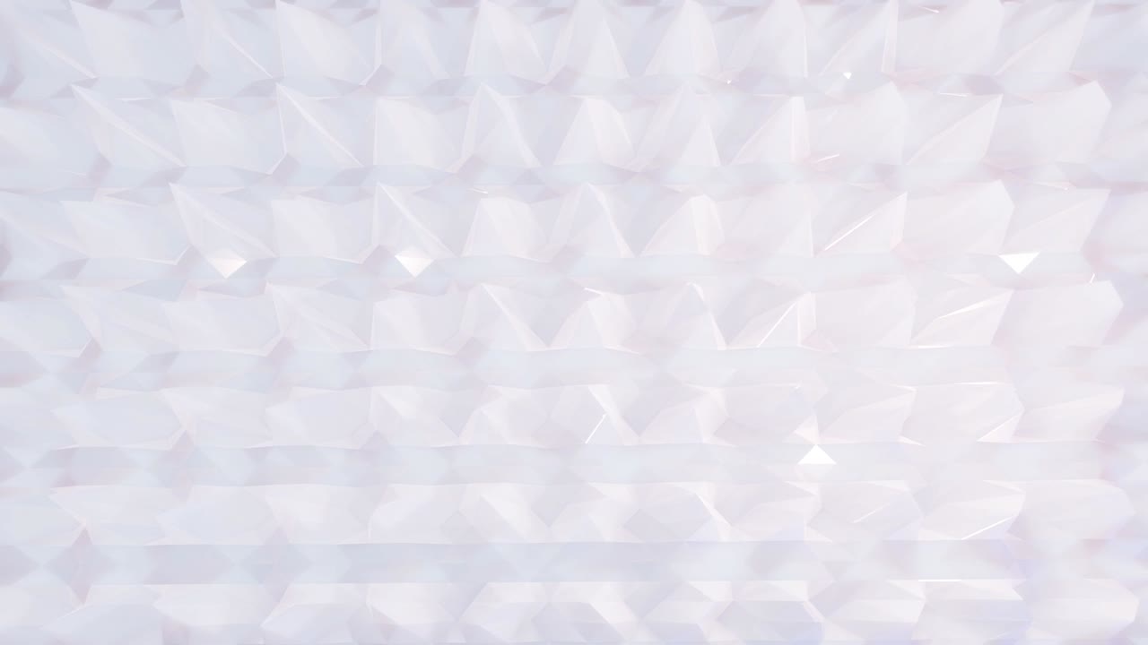 4kの白い低ポリフォームの背景でアブストラクトな波がループで光沢のある表面に動く滑らかな柔らかいシームレスアニメーションシンプルなミニマリストの幾何学的な bg.