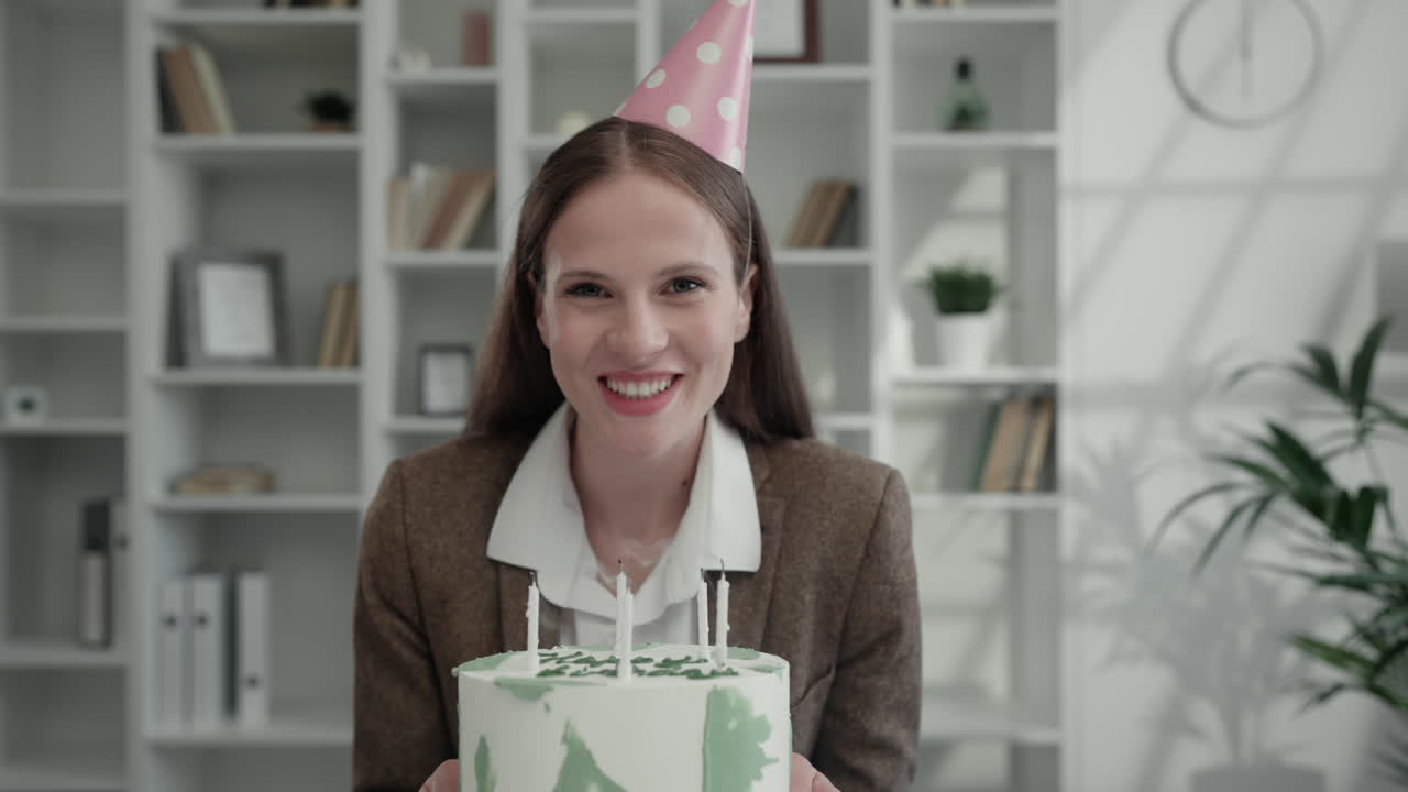 A woman celebrates her birthday