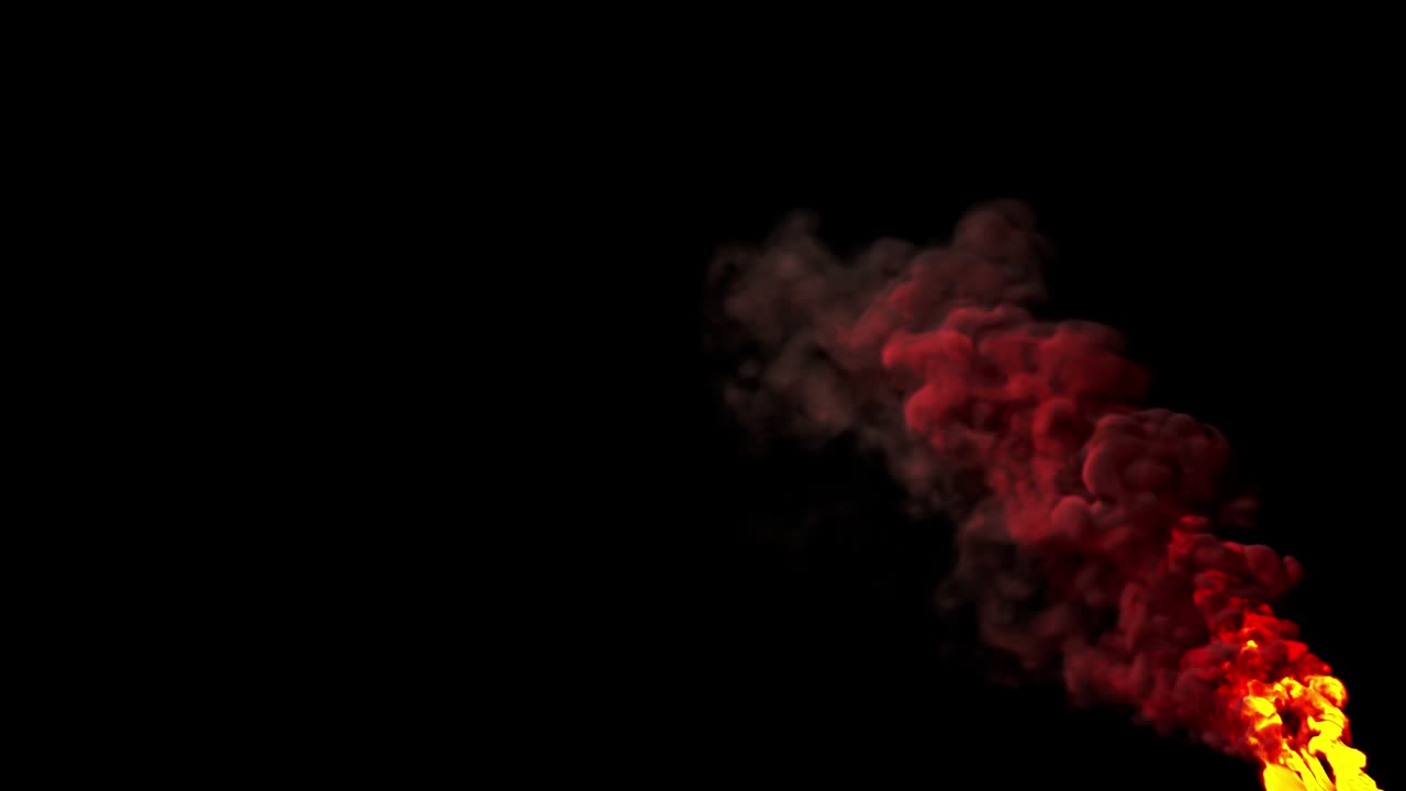fuoco con fumo denso isolato su nero