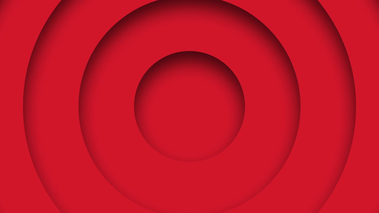 círculo rojo papel arte de onda de movimiento de bucle. vídeo de fondo abstracto bucle sin costuras.