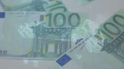 animation of moving data processing over banknote