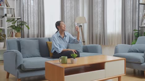 woman having a video call at home