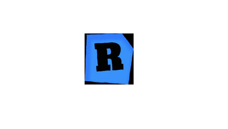 image of a blue square with the letter r