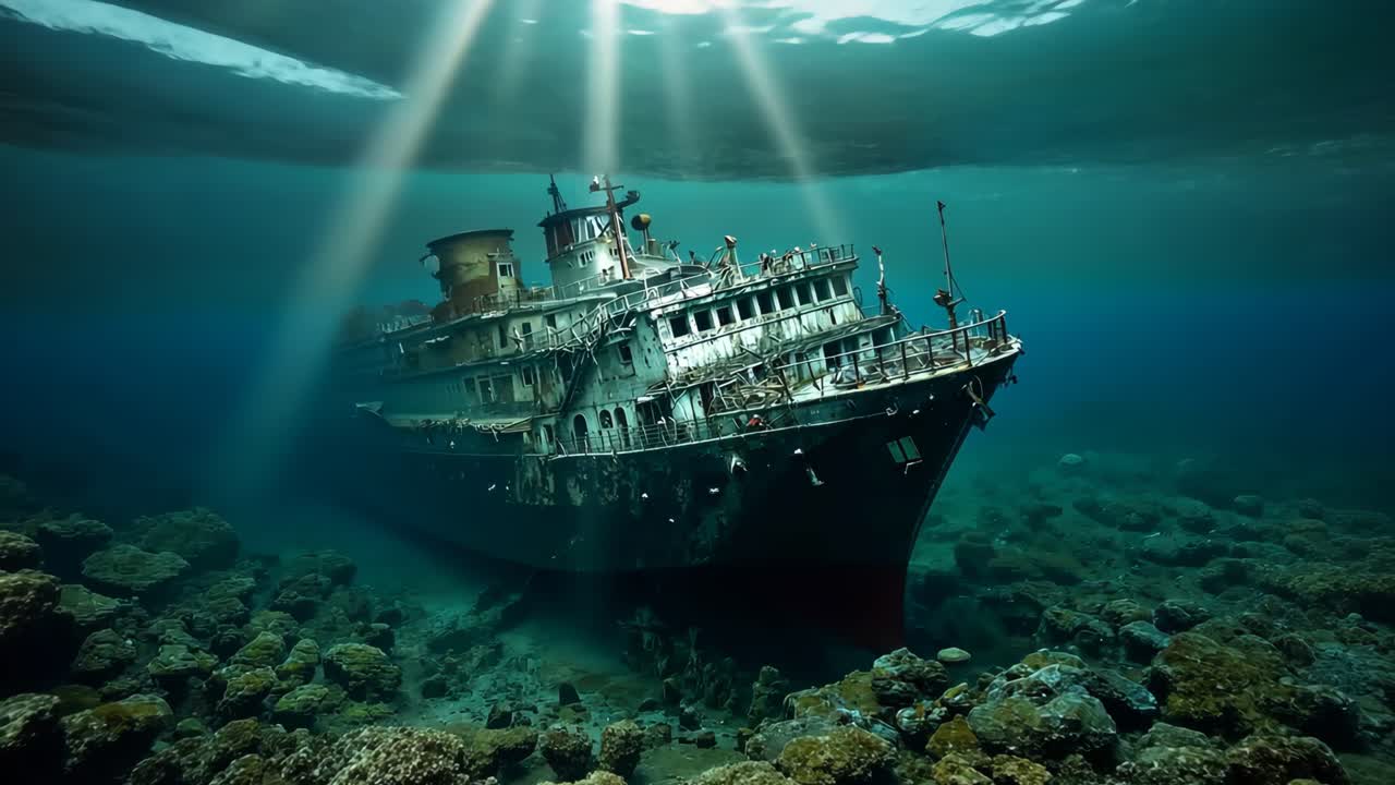 물 에 가라앉은 배 잔해