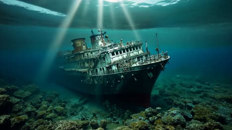 sunken shipwreck underwater