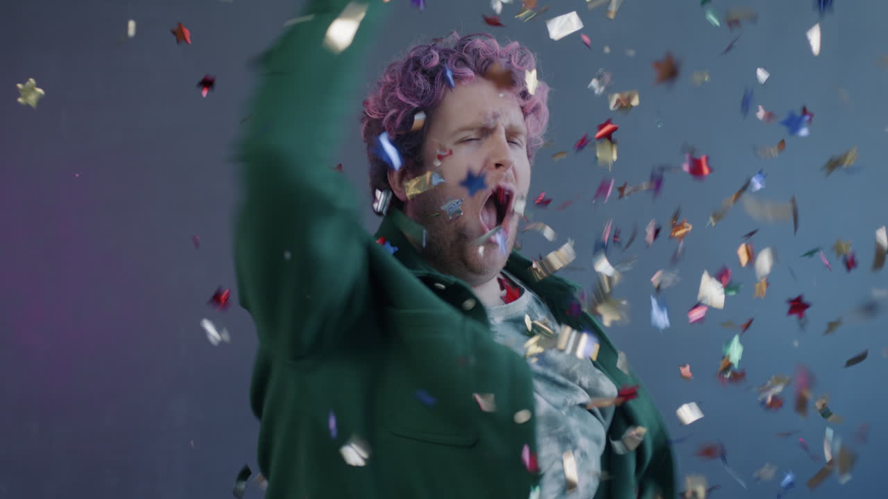 Man Celebrating with Confetti