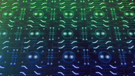 animación de conexiones y procesamiento de datos a través de placas de circuitos