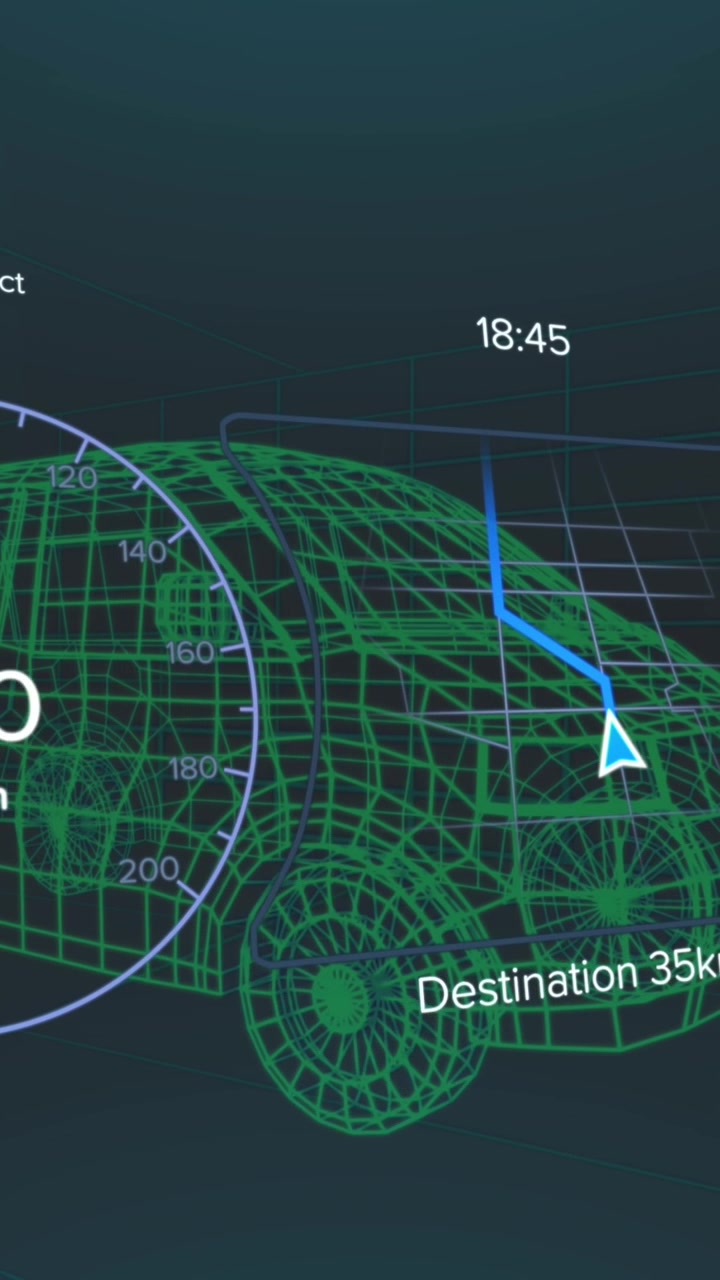 Animazione di icone di auto elettriche e elaborazione dati su un'illustrazione 3D di un'auto