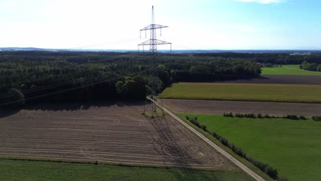 aerial view of electric tower for energy transmission, 4k