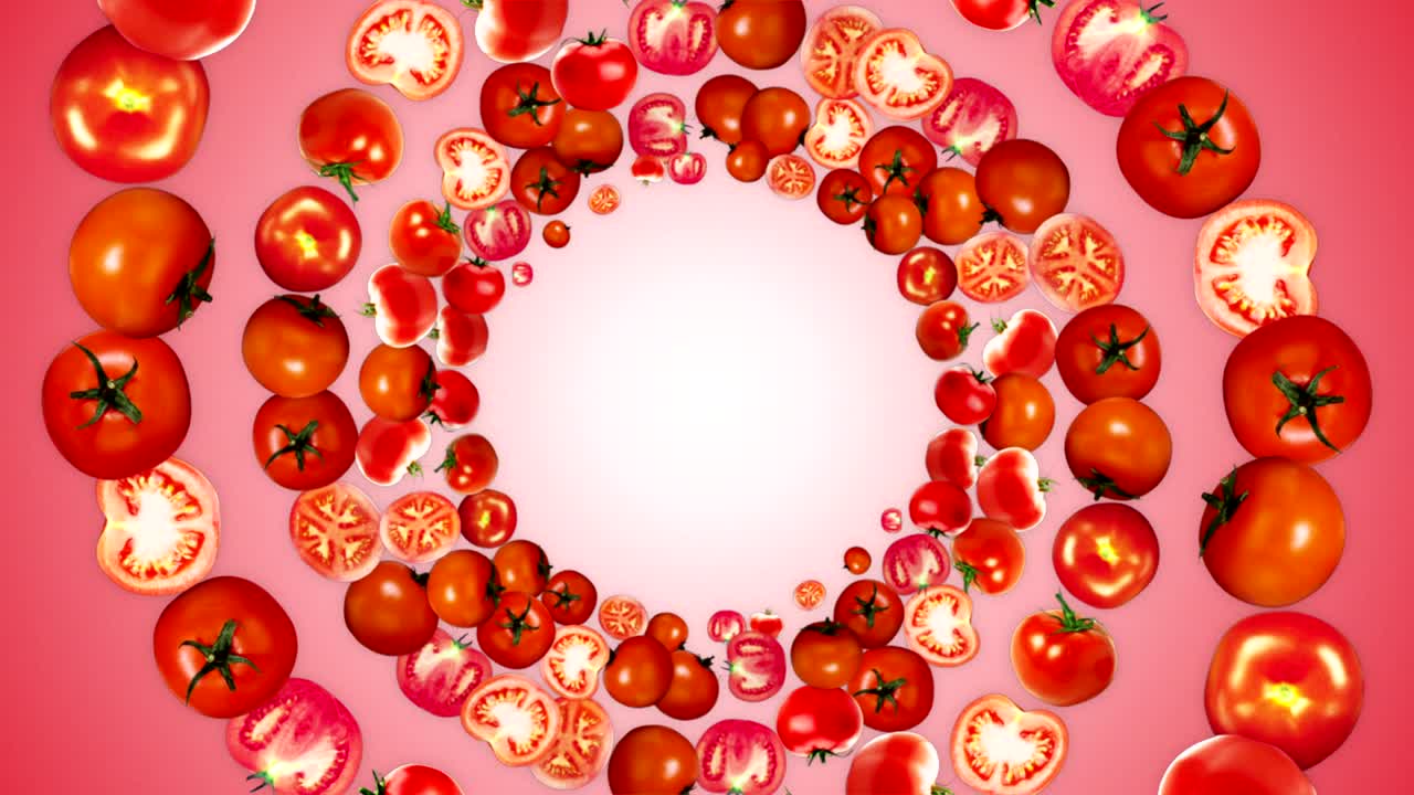 Ring TOMATOES Background, Vegetables, with Alpha Channel, Loop