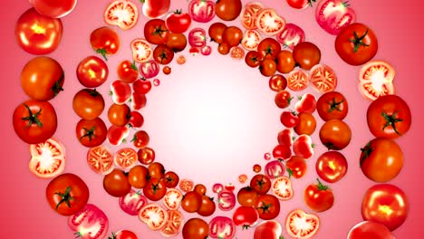 ring tomatoes background, vegetables, with alpha channel, loop
