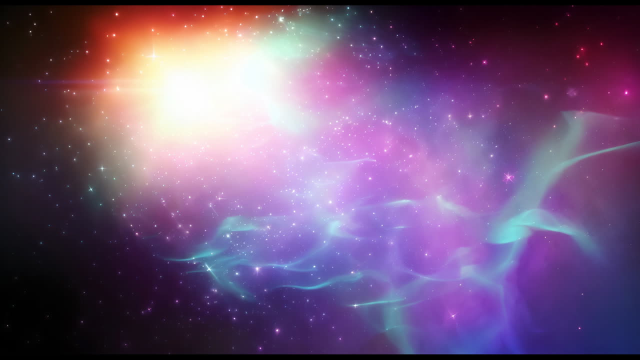 Animation of blue light trails and stars on black background