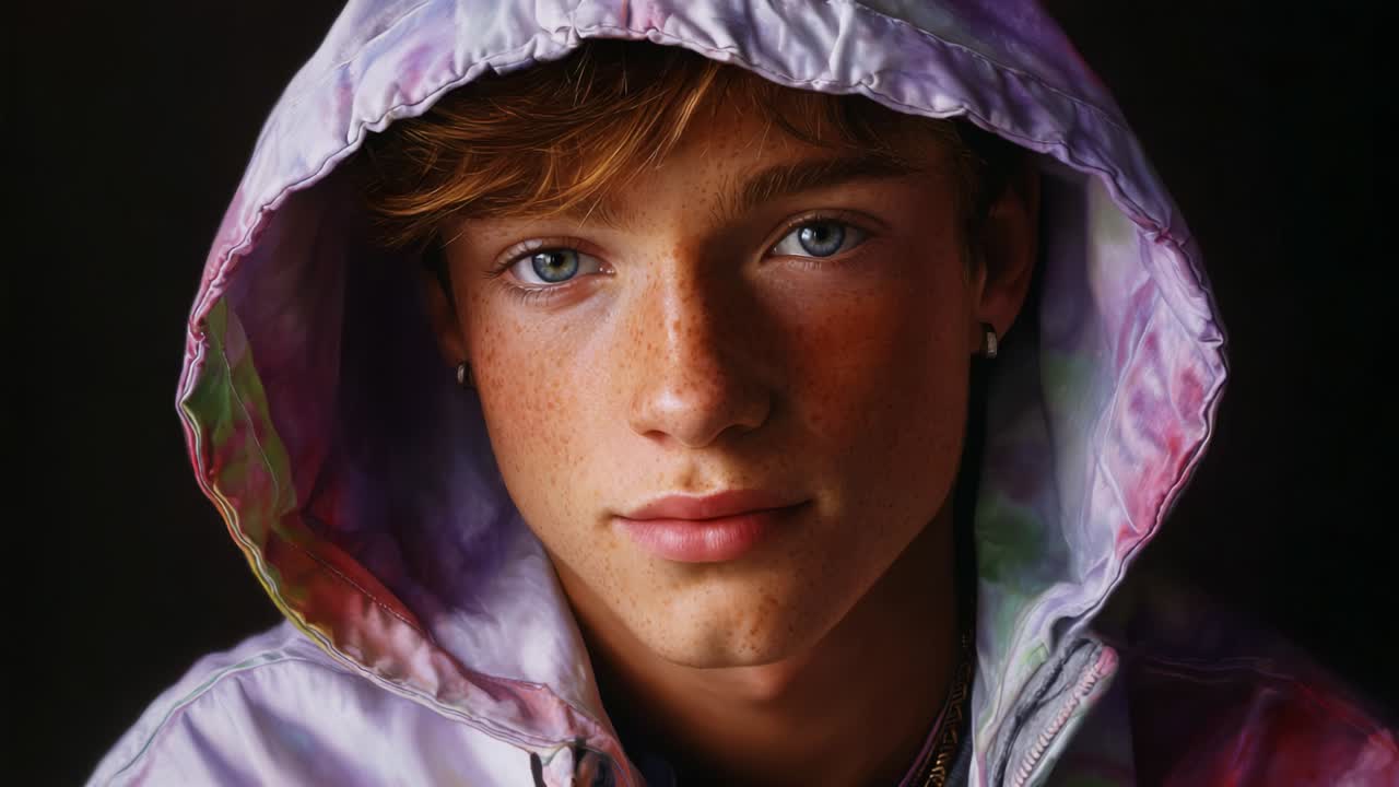 retrato de un joven con capucha