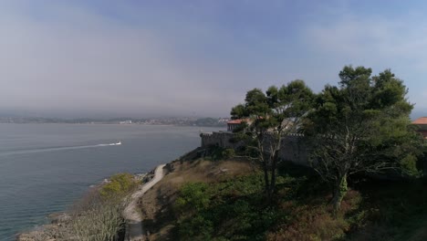 spanish coastline city of baiona aerial view