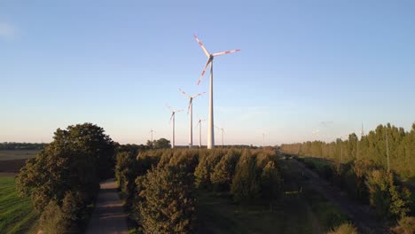 majestic wind turbines on a dirt path