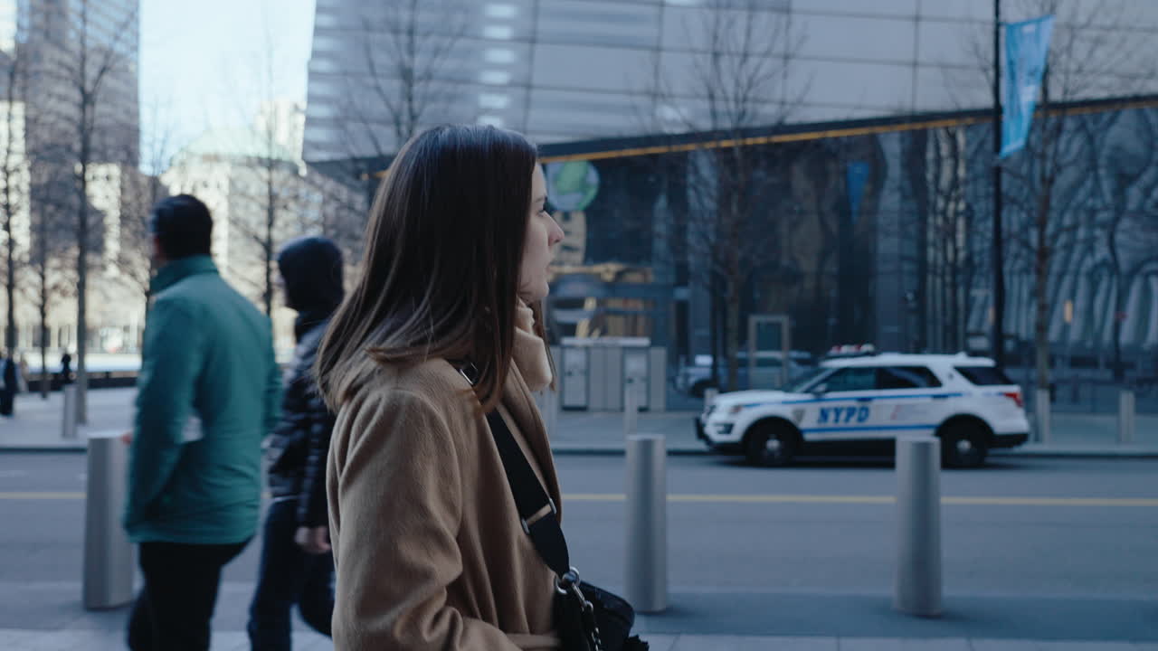 Woman Walking in Downtown New York City