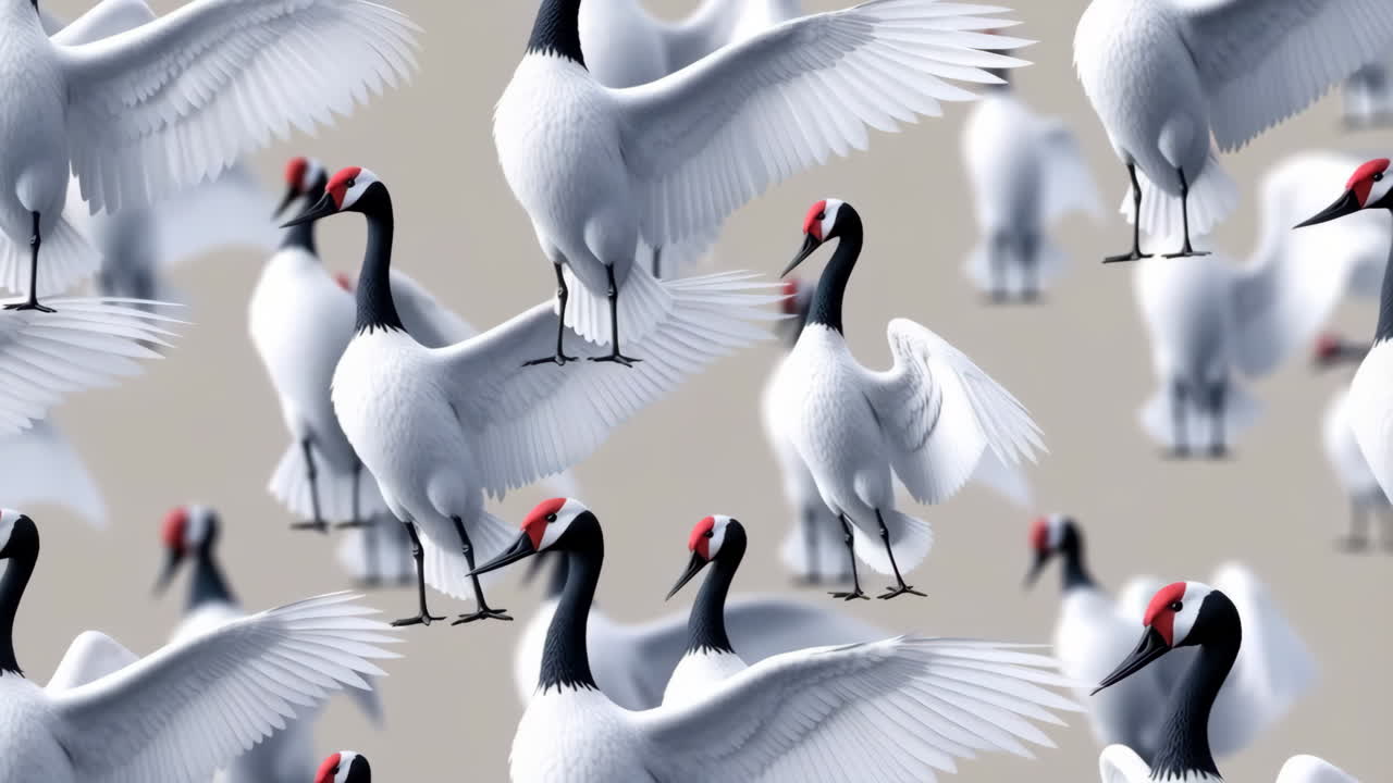 Elegant Red-Crowned Crane Pattern