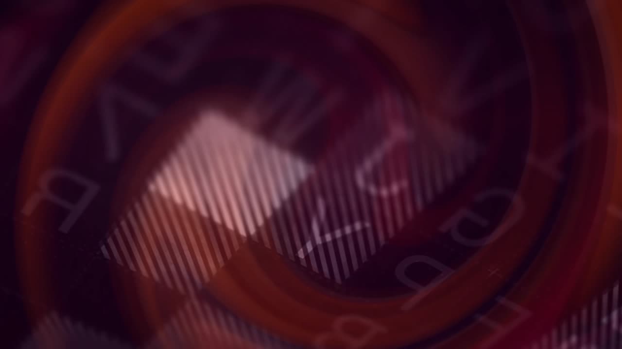 Numeric label appearing, red globe rotating with dotted ring, grid shifting, forming data opener