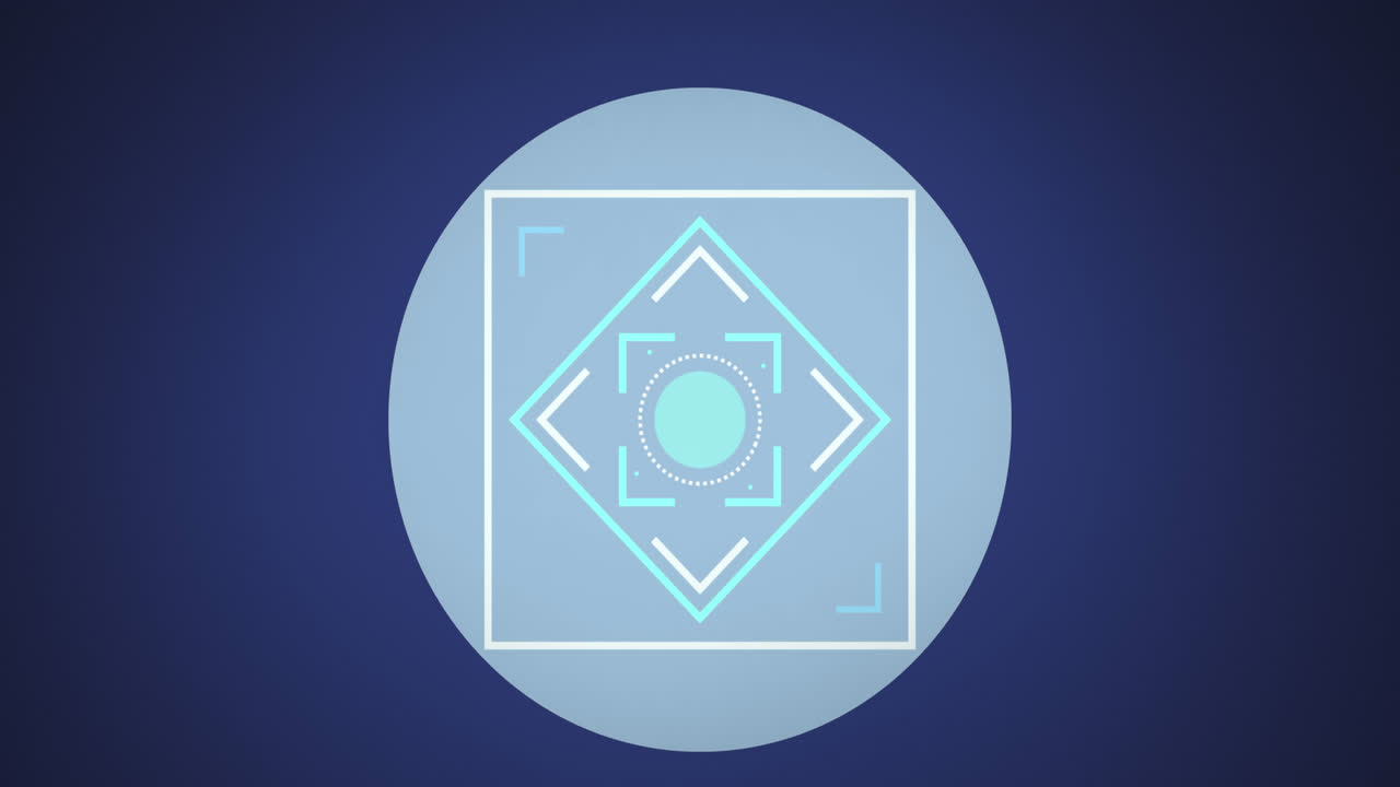 파란색 배경에 복사 공간에 대해 회색 둥근 배너를 스캔하는 네온 범위의 애니메이션