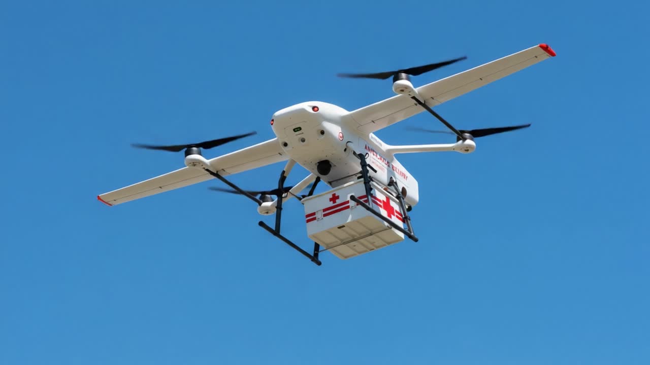 Advanced Medical Supply Drone in Action: Delivering Critical Healthcare Support Through Aerial Technology for Remote and Emergency Locations