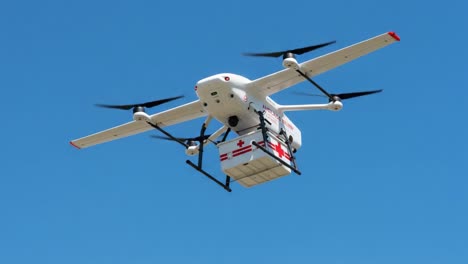 advanced medical supply drone in action: delivering critical healthcare support through aerial technology for remote and emergency locations