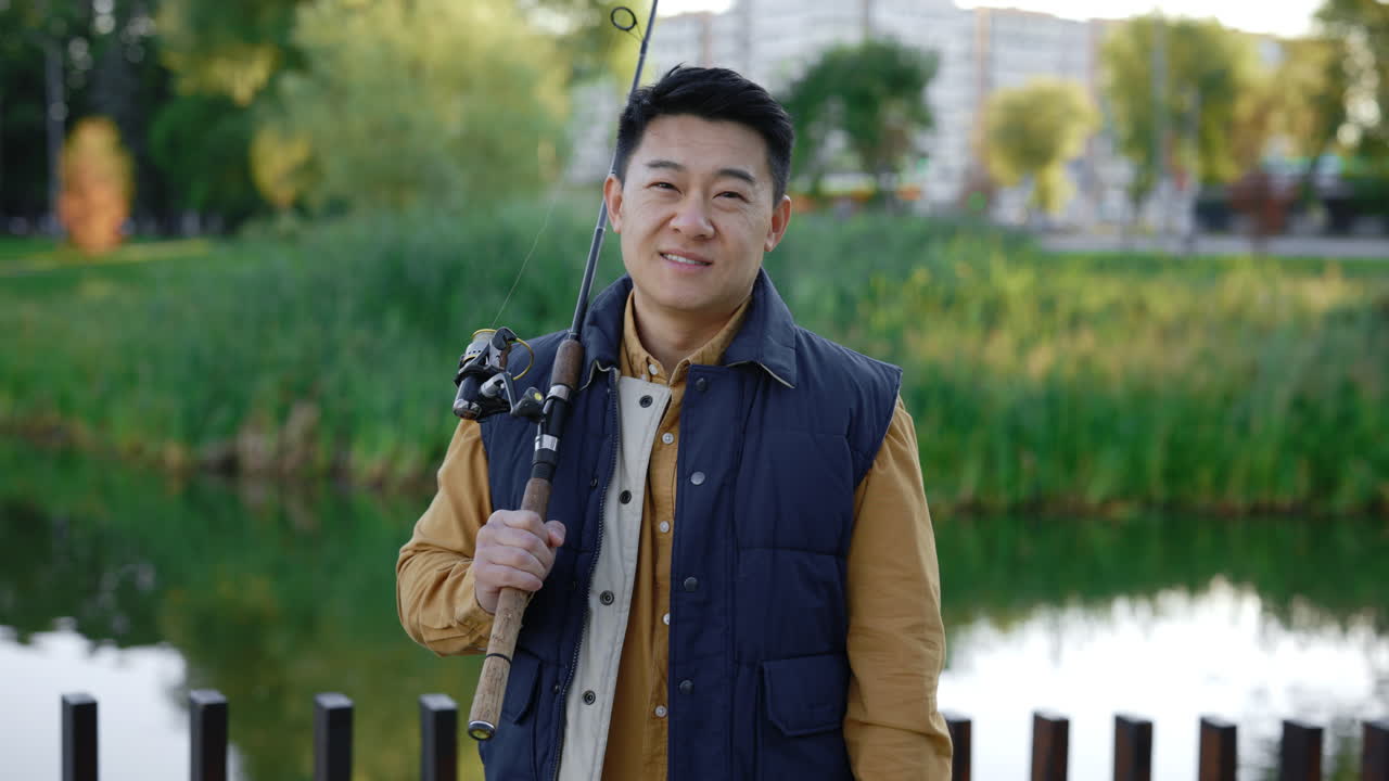 Man fishing in a park