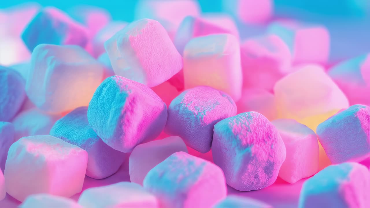 Pile of Neon Pink and Blue Marshmallows