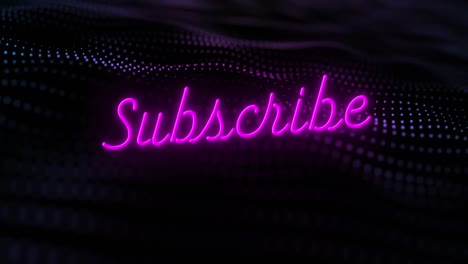 animation of subscribe text and spots over black background