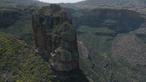 Toma-Aérea-Cinematográfica-En-órbita-De-Roque-Palmes,-Divisando-Las-Montañas-Que-Lo-Rodean