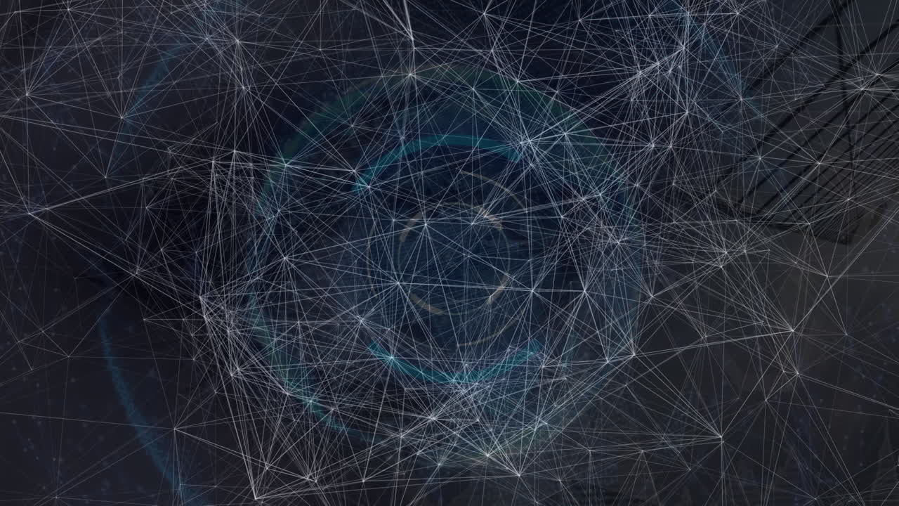Animation of network of connections over dark background