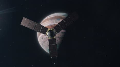 juno space probe approaching the gas giant of jupiter