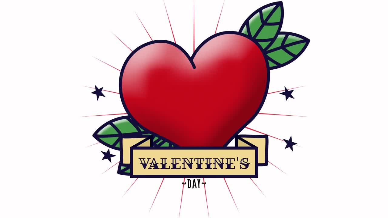 animación de un corazón rojo y el día de san valentín sobre un fondo blanco