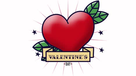 Animation-Eines-Roten-Herzens-Und-Valentinstags-Auf-Weißem-Hintergrund